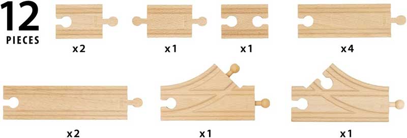 BRIO Igračka dodatak za prugu Drvene šine 12 komada 36099 - detalj