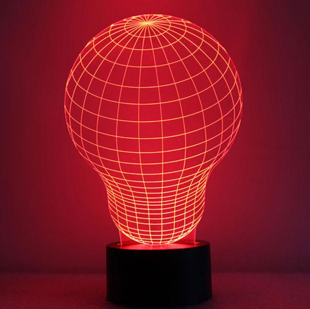 3D LED Lampa u 9 boja Black Cut Bulb Multicolor - detalj