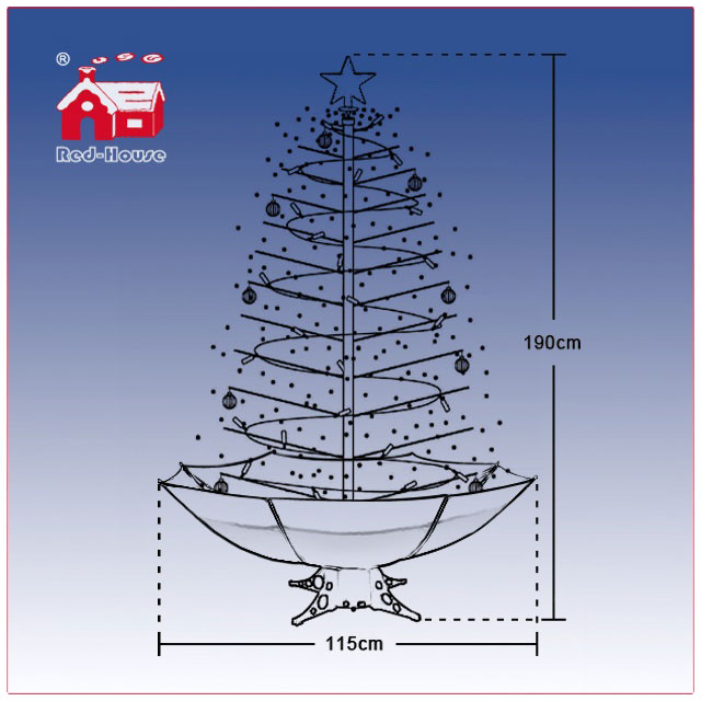 Rotirajuća Okićena Jelka Sa Snegom, Melodijama, LED Lampicama - 190 cm - detalj