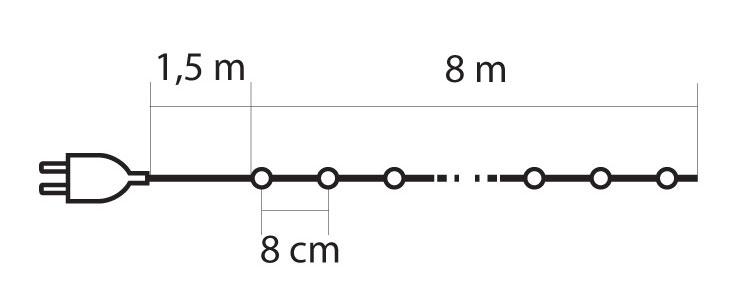 Svetleće loptice za jelku multicolor 100LED 8 metara - detalj