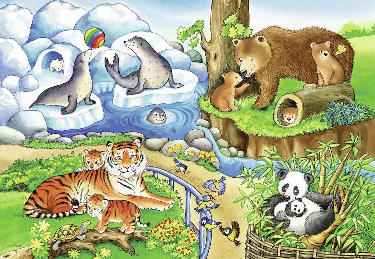 Ravensburger puzzle  Dečije puzle - 2x12 - Životinje - Animals in the Zoo  2x12 delova  RA07602 - detalj