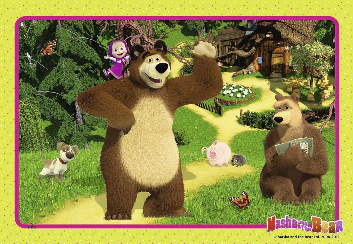 Ravensburger puzzle  Dečije puzle - 2x12 - Maša i medved - Playing In The Forest  2x12 delova  RA07585 - detalj