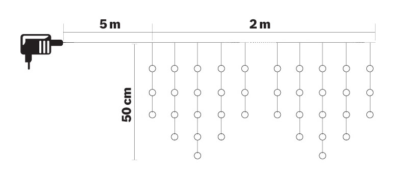 Nastavljajuće novogodišnje LED lampice 2m x 0.5m 76L Icicle za unutrašnju i spoljašnju upotrebu - detalj