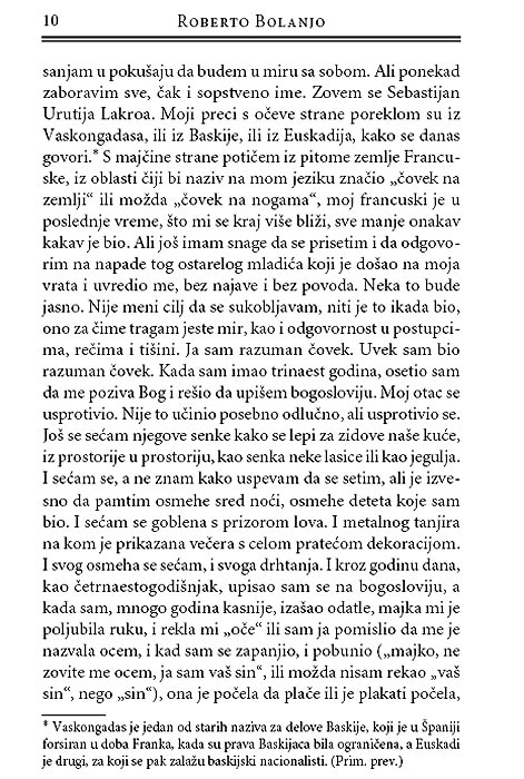 Čile Noću, Roberto Bolanjo - detalj