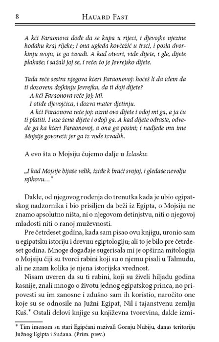 Mojsije, Hauard Fast - detalj