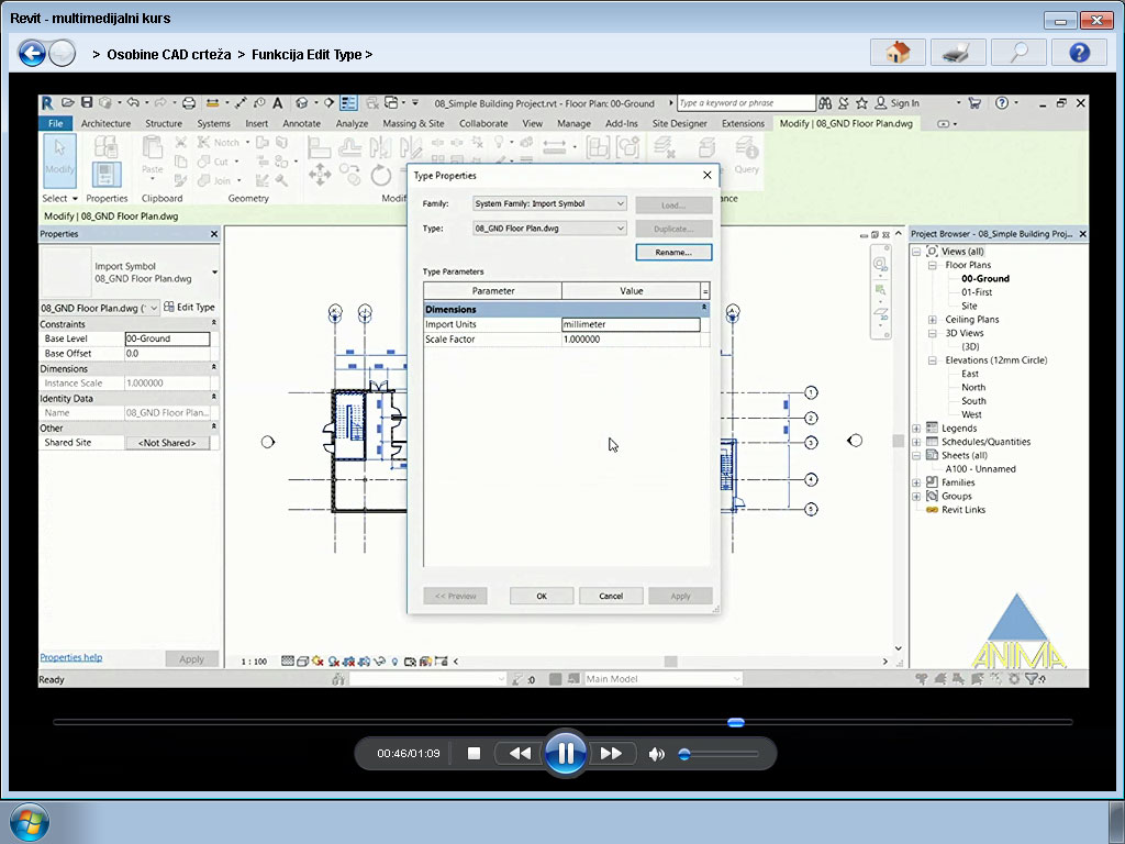Multimedijalni kurs Revit – povezivanje sa AutoCAD-om - detalj