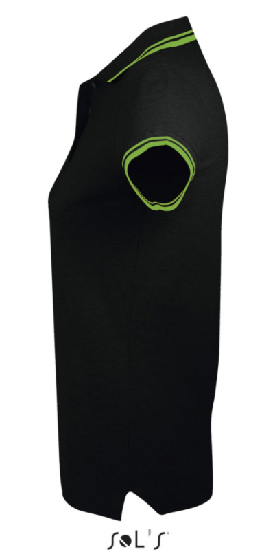 Sols Pasadena Ženska majica sa kragnom vel. L Black/Green 00578 - detalj