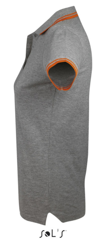 Sols Pasadena Ženska majica sa kragnom vel. XL Melange Grey/Orange 00578 - detalj