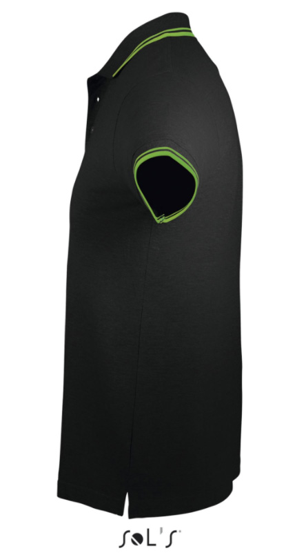 Polo majica za muškarce veličina S Sols Pasadena Black/Lime 00577 - detalj