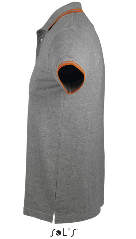 Polo majica za muškarce veličina XXL Sols Pasadena Melange Grey/Orange 00577 - detalj