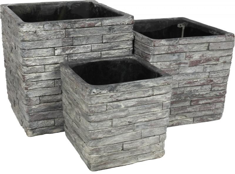 Soendgen keramička saksija Latina 18 x 18cm Kamen SIVA - detalj