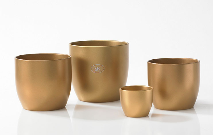 Soendgen keramička saksija Basel glamour 14cm zlatna - detalj