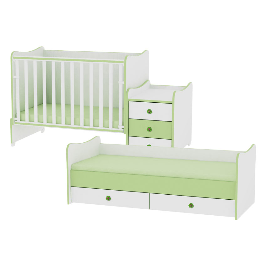 Lorelli Drveni bebi krevetac Maxi Plus White 3u1 10150300024 - detalj