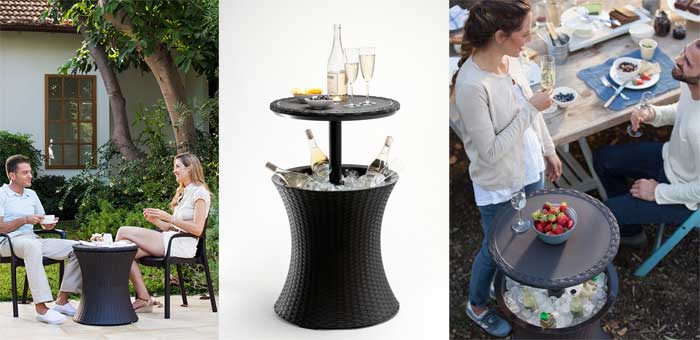 Barski sto sa komorom za led Curver Keter Cool Bar Rattan Anthracite - detalj