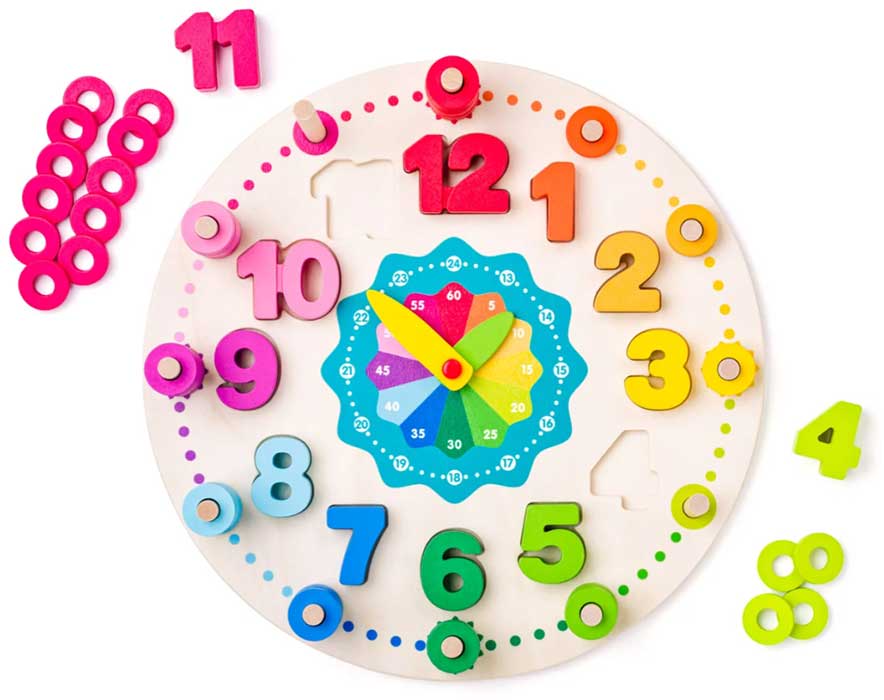 WOODY Didaktički drveni sat za decu 90222 - detalj