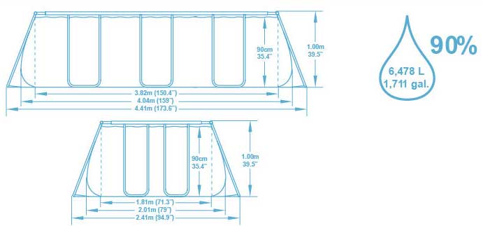 Bestway 56441 Pravougaoni bazen sa čeličnom konstrukcijom Komplet 404x201x100 - detalj