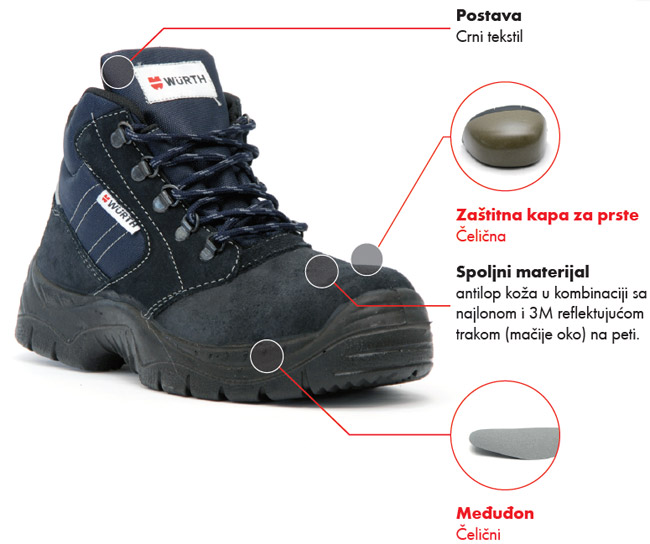 Wurth Bezbednosne cipele Monza S1P duboke vel. 39 - detalj