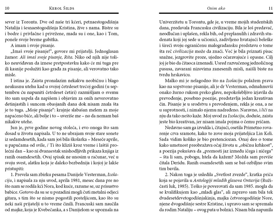 Osim Ako, Kerol Šilds - detalj