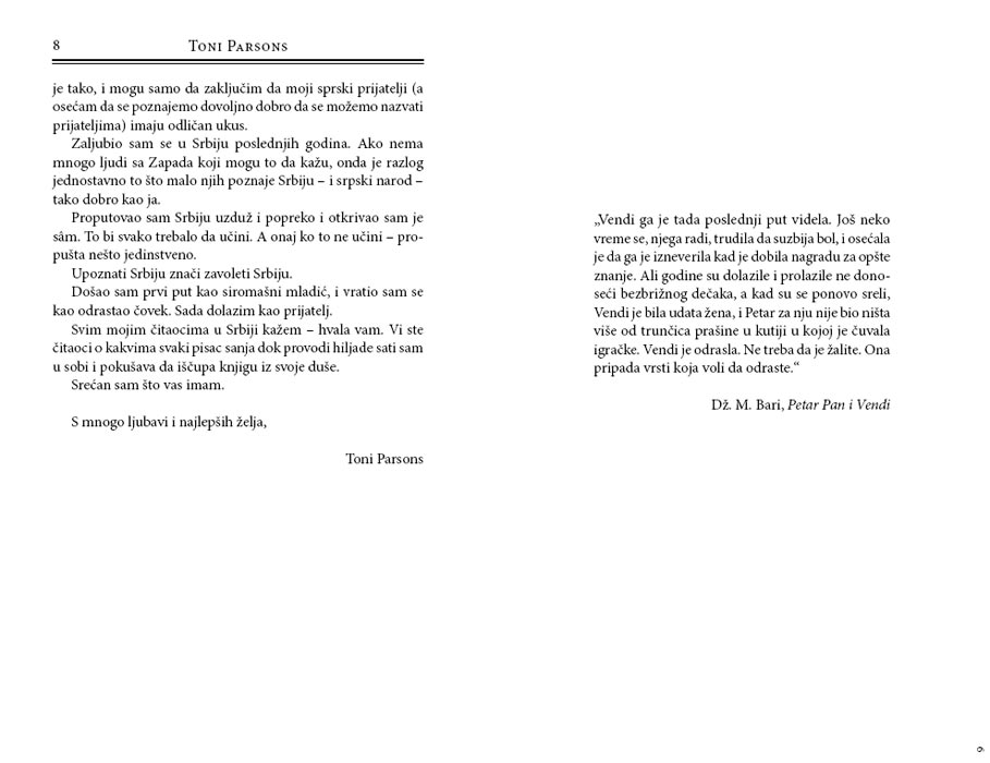 Novi Početak, Toni Parsons - detalj