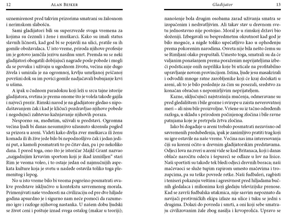 Gladijator, Alan Bejker - detalj