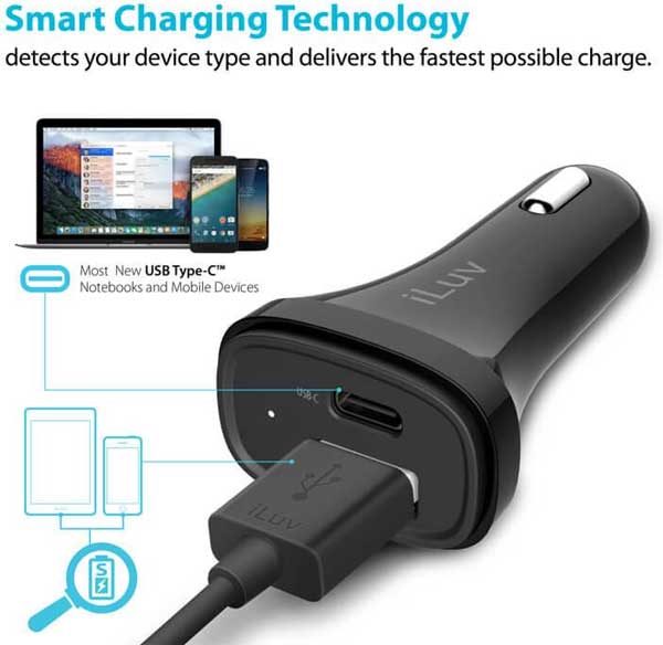 iLuv Auto punjač za mobilne uređaje Smart MobiSeal2 CBK USB-C 030266 - detalj
