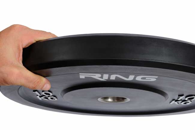 Olimpijski teg za šipku bumper crni 1x10kg Ring PL37-10 - detalj