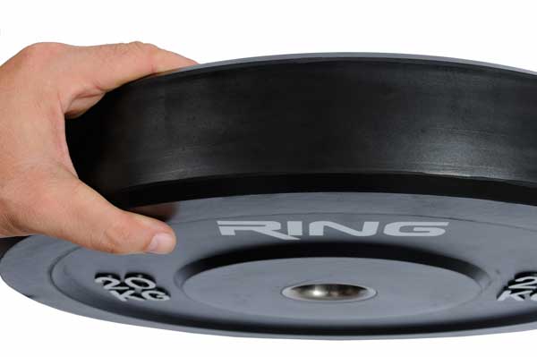 Olimpijski teg za šipku bumper crni 1x20kg Ring PL37-20 - detalj
