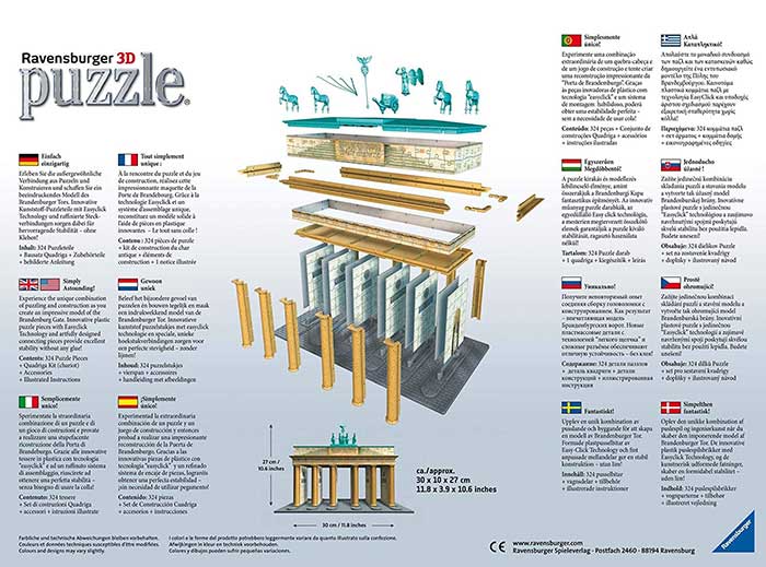 Ravensburger 3D Puzle Brandenburška kapija u Berlinu 12551 - detalj