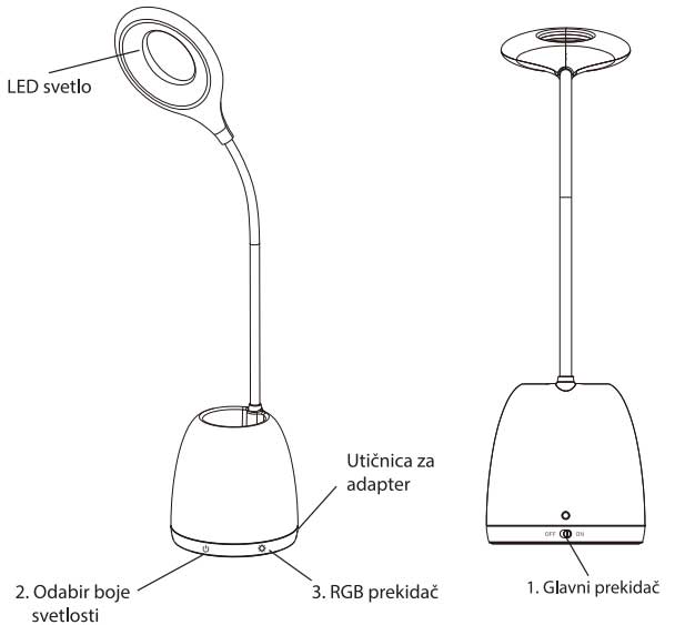 Stona RGB LED lampa sa punjivom baterijom Prosto LSL-Q11/RGB - detalj