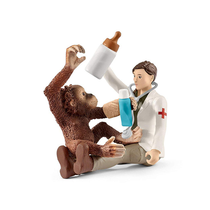 Schleich Figure Divlje životinje - Veterinarka i orangutan 42353 - detalj