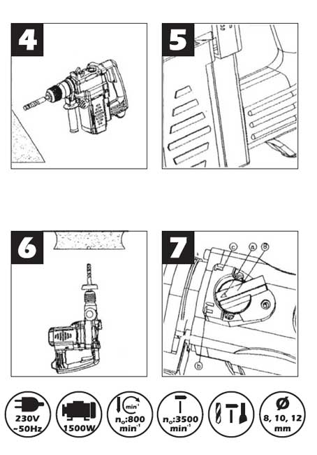 Elektropneumatska čekić bušilica WBH1500 71115000 - detalj