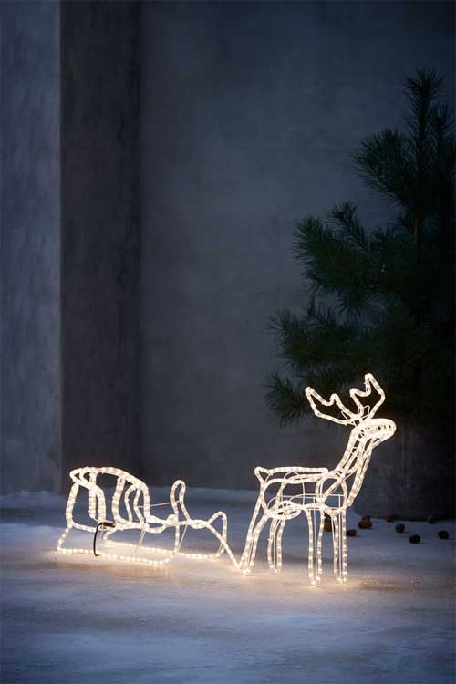 Novogodišnji svetleći irvas sa sankama 145cm - detalj