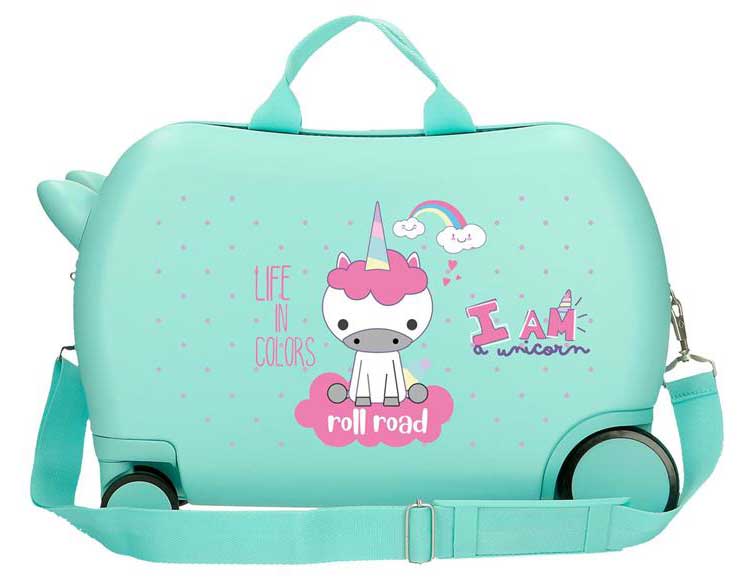 Dečiji kofer za putovanje i vožnju Roll Road I am a unicorn turquoise 40710 - detalj