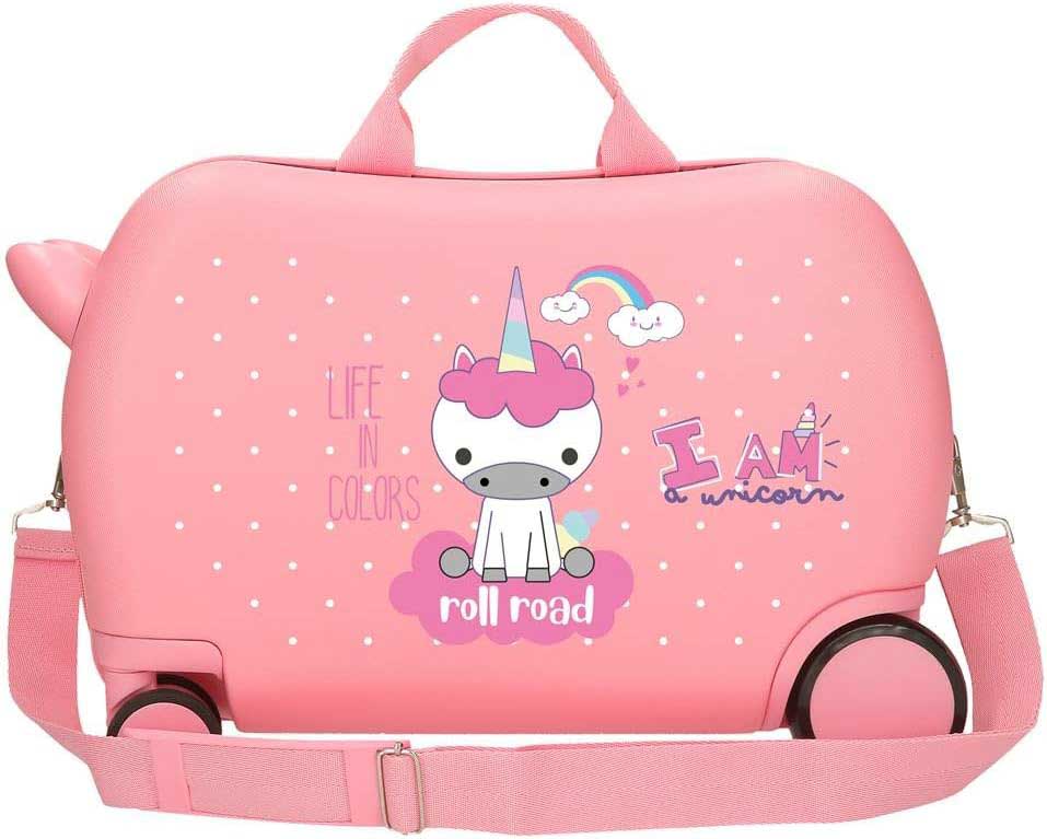 Dečiji kofer za putovanje i vožnju Roll Road I am a unicorn pink 40710 - detalj