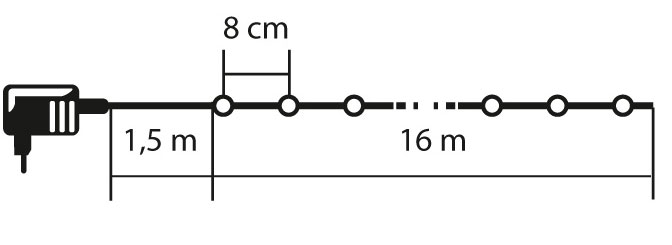 Novogodišnje lampice za jelku 200 toplo belih LED dioda KII200B/WW - detalj