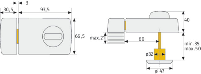 Dodatna brava za vrata Abus 2110 W B - detalj