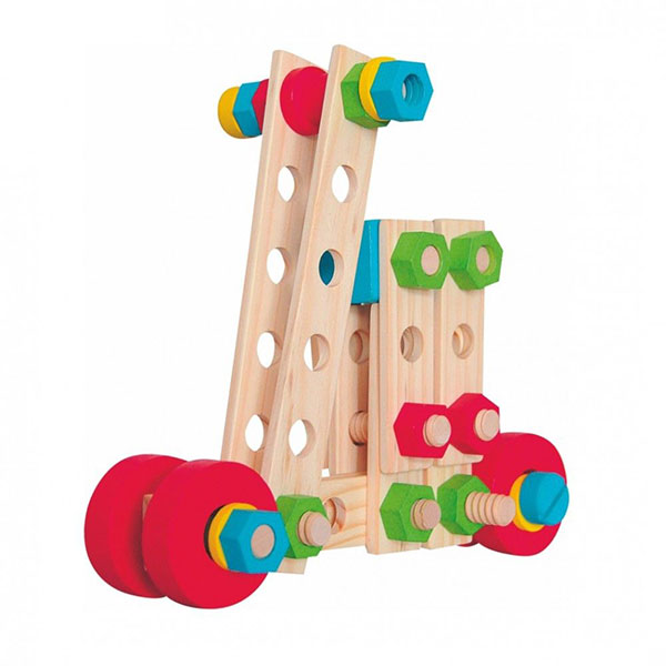 Woodyland Drveni građevinski set u kantici 130 delova 90895 - detalj