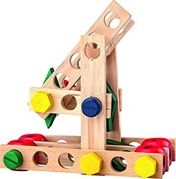 Woodyland Drveni građevinski set u kantici 100 delova 95001 - detalj