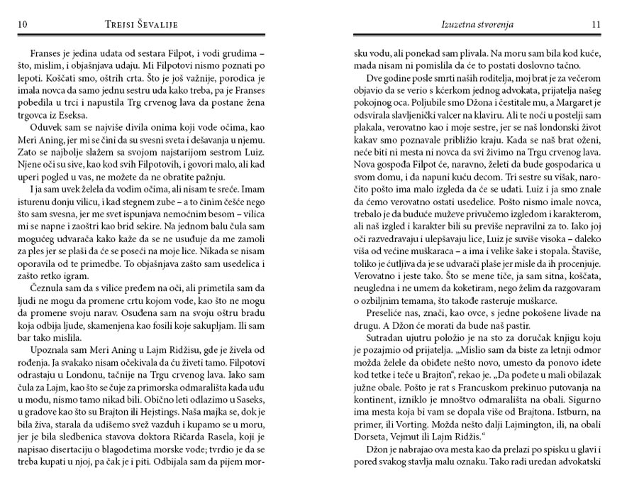 Izuzetna Stvorenja, Trejsi Ševalije - detalj