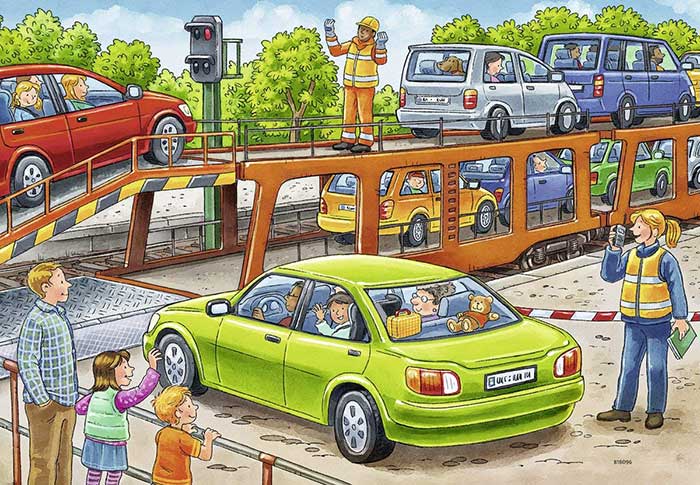 Ravensburger Puzzle 2x12 Železnička stanica 07611 - detalj