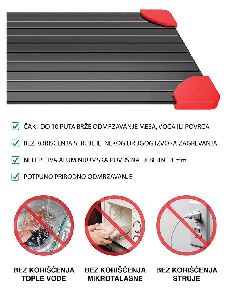Ploča za brzo odmrzavanje mesa i povrća - detalj