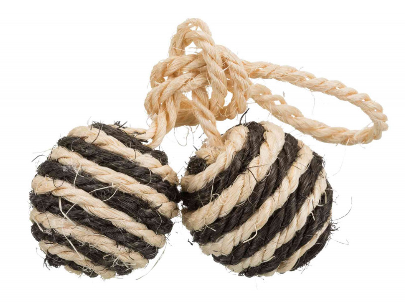 TRIXIE Igračka za mačke LOPTICE NA KANAPU 2kom od sisala - detalj