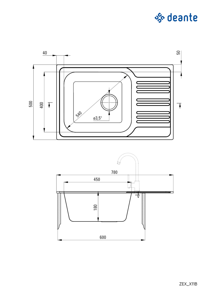 Inox sudopera Deante Xylo 78/IXD/O/18 ZEX 311B - detalj