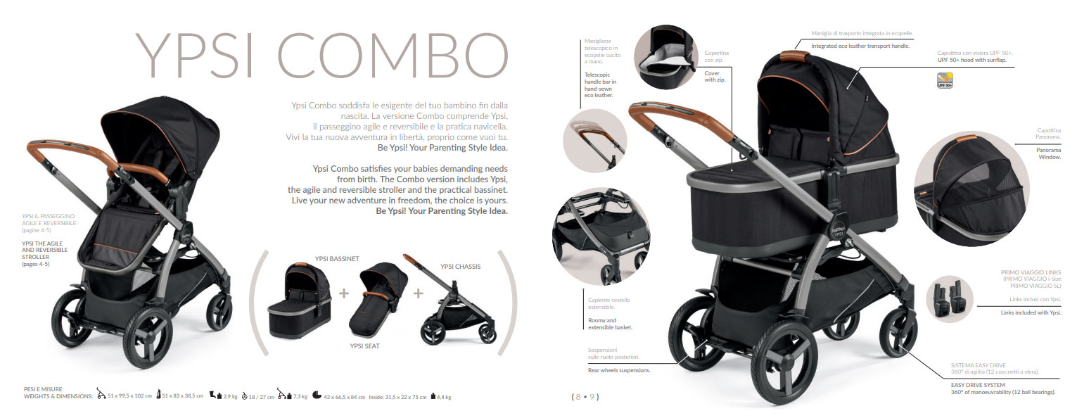PEG PEREGO Kolica za bebe YPSI COMBO Class Beige - detalj