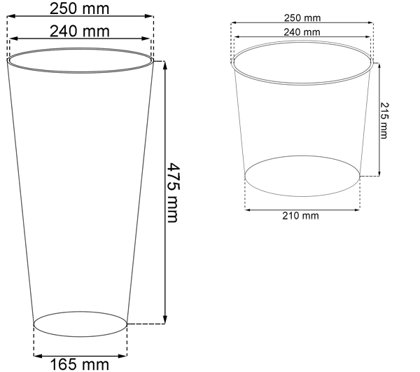 Prosperplast Saksija za cveće Tubus Slim Black 25x48 DTUS250-S433 - detalj