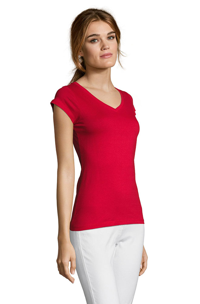 Sols Ženska majica V izrez Moon Red veličina L 11388 - detalj