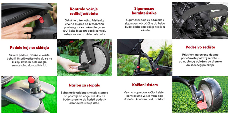 SMART TRIKE Tricikl STR 7 crveni 6m+ - detalj