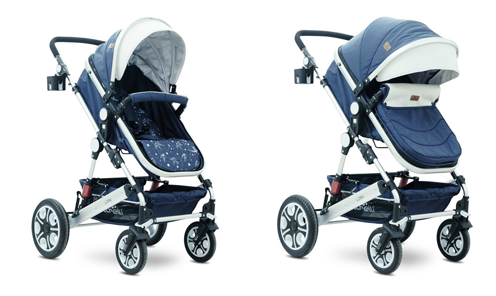 LORELLI Kolica za bebe LORA SET Dark Blue Birds - detalj