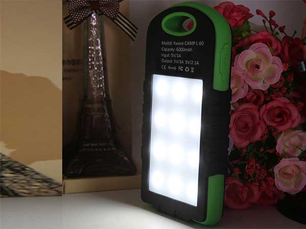 Xwave Powerbank Eksterna baterija 6000mAh Camp L 60 Green Sa mogućnošću solarnog punjenja - detalj