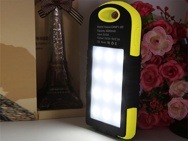 Xwave Powerbank Eksterna baterija 6000mAh Camp L 60 Yellow Sa mogućnošću solarnog punjenja - detalj